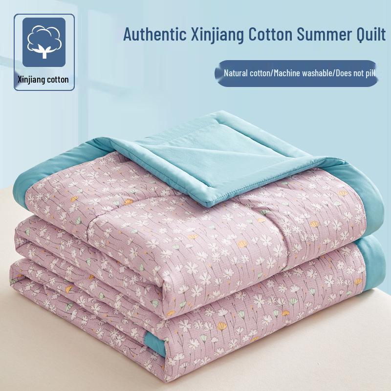 Xinjiang Cotton Summer Air Conditioning Quilt, Machine Washable Thin Quilt for Dormitory, Ideal for Students