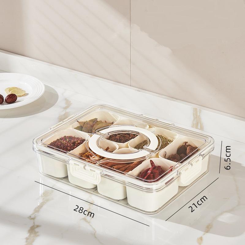 4/8 Compartments Divided Serving Tray with Lid Handle Portable Snack Platters Organizer Reusable Fruit Divided Plate Box