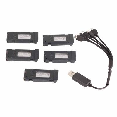 3.7V 1200mAH Lithium Battery Portable Drone Battery with 5 In 1 Charger Cable for E58 JY019 RC