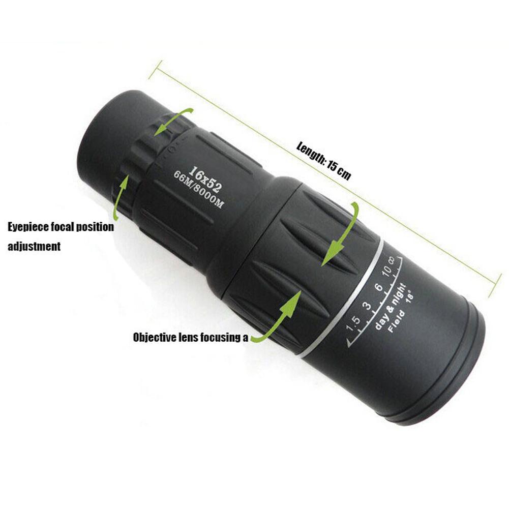 16x52 Portable Monocular Telescope 66M/8000M Zoom Long Range Spyglass Monocular Scope Outdoor Camping Bird Watching Tools