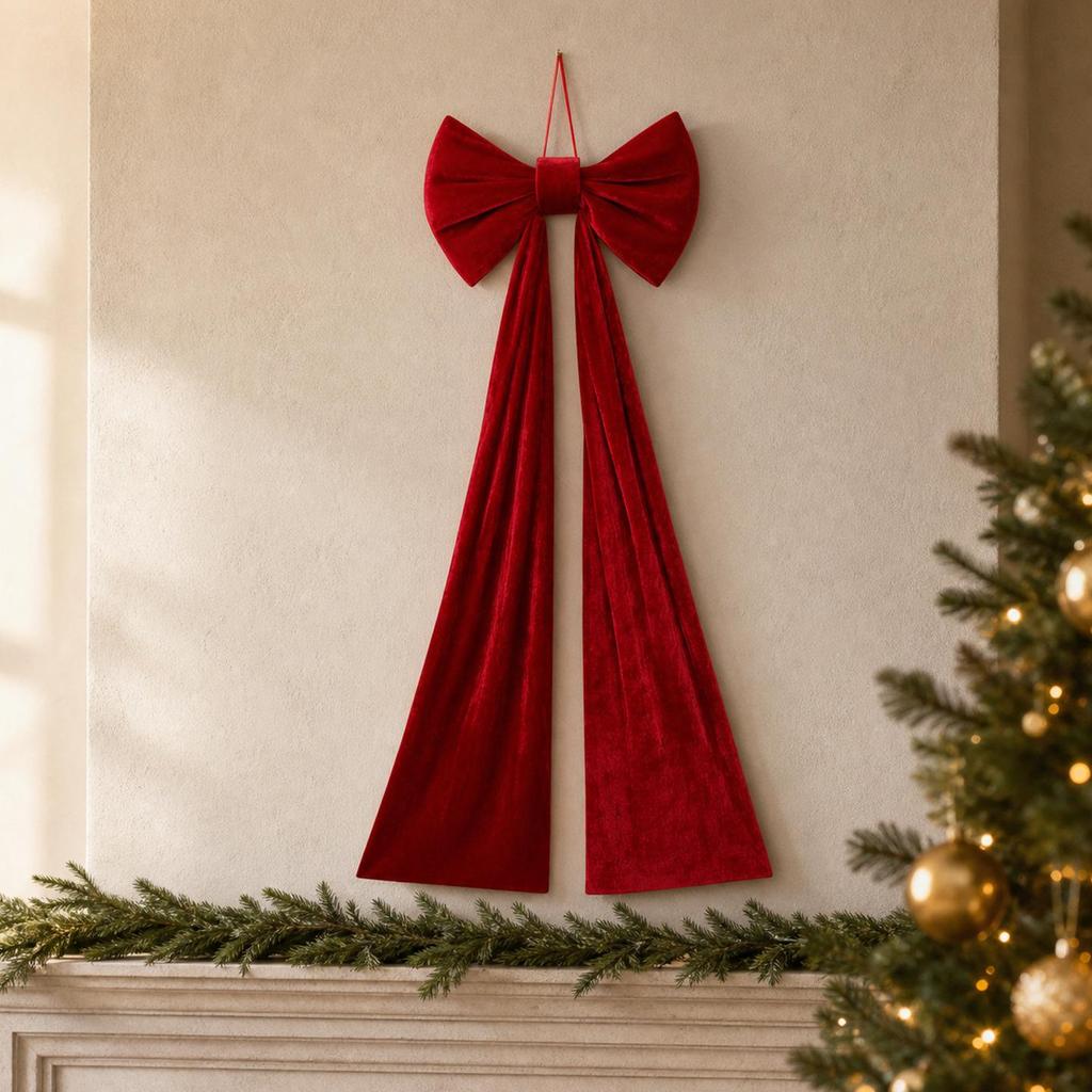 Velvet Wine Red Extra Large Christmas Tree Bow Decoration