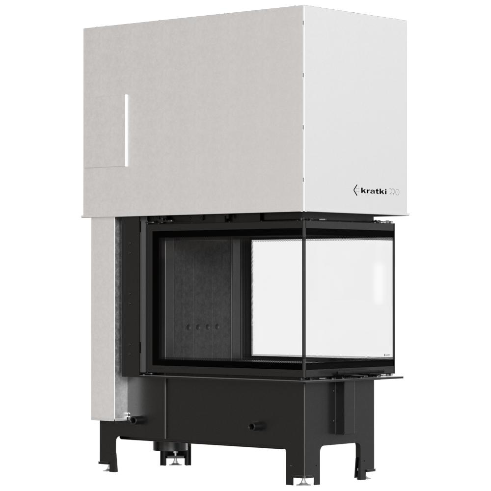 Steel fireplace KRATKI REGNOR 500/700 8 kW Ø 200 3-sided, black thermotec and self closing door