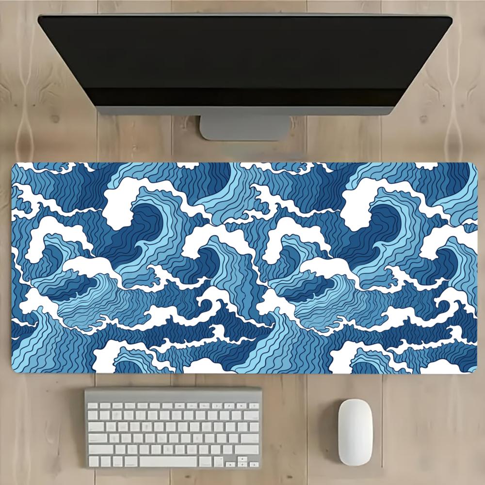 Great Wave Gaming Mouse Pad Large Desk Mat Japanese Ocean Extended Keyboard Mat Non Slip Gamer Carpet For Office Laptop Computer