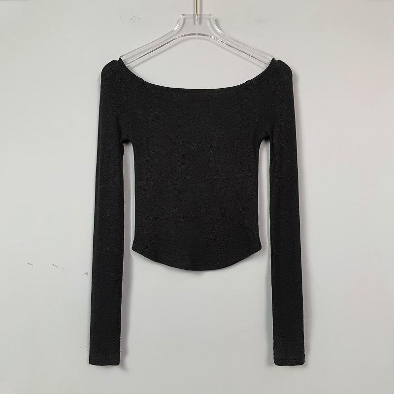 Korean Dongdaemun Stylish Off-Shoulder Long-Sleeve Slim Fit Women's T-Shirt Top