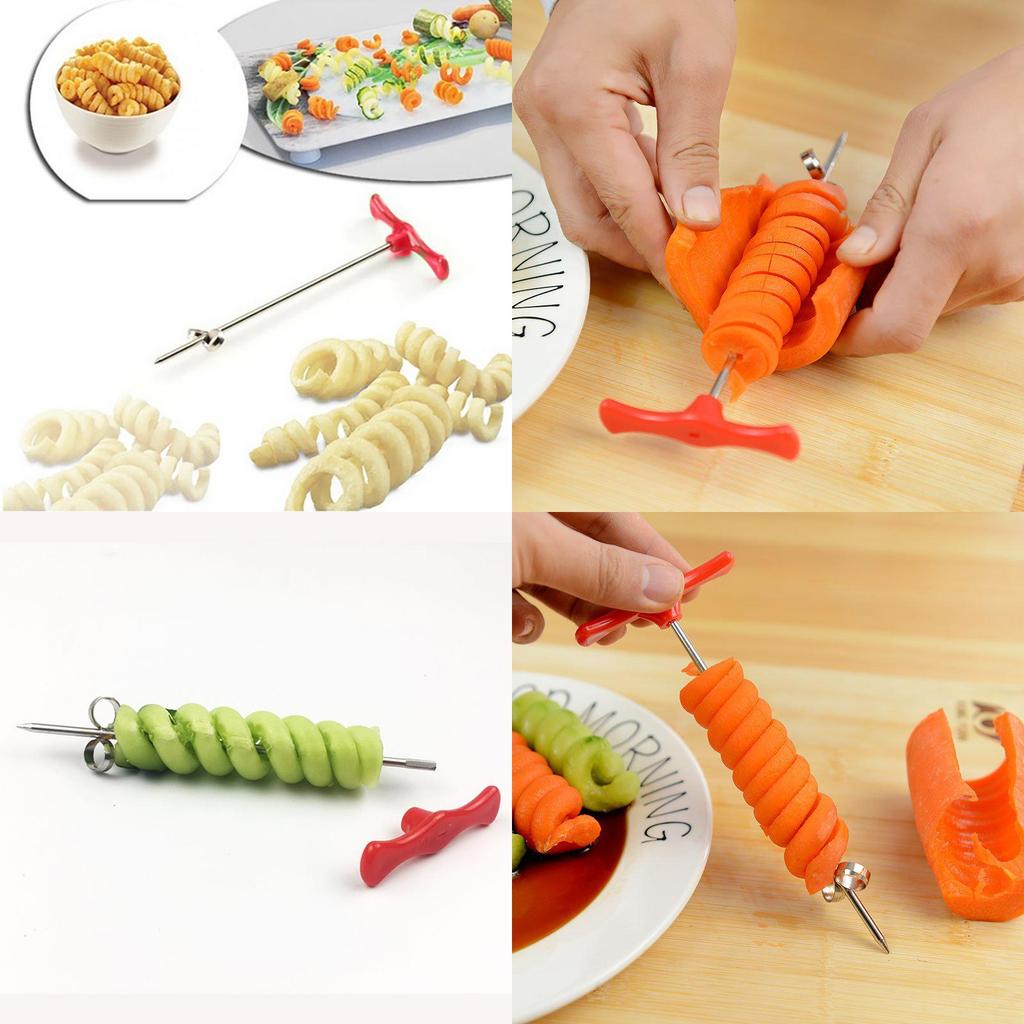 Compact Potato Spiral Cutter With Manual Roller And Sharp Stainless Steel Blades For Kitchen Use