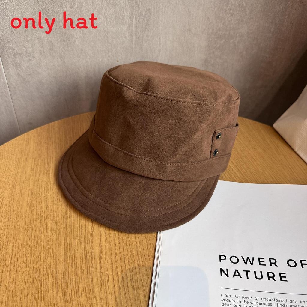 Fashion Solid Color Suede Women Casual Flat Top Hat For Autumn Winter And