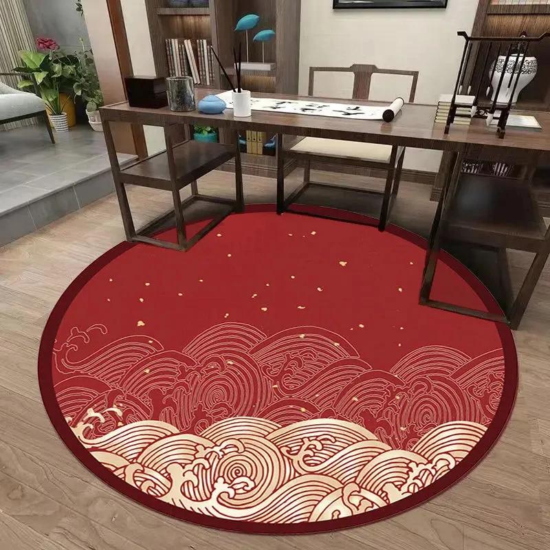 Chinese Classical Flowers Round Carpet Circle Area Rug for Study Bedroom Living Room Table Decor Soft Floor Mat Kitchen Doormat