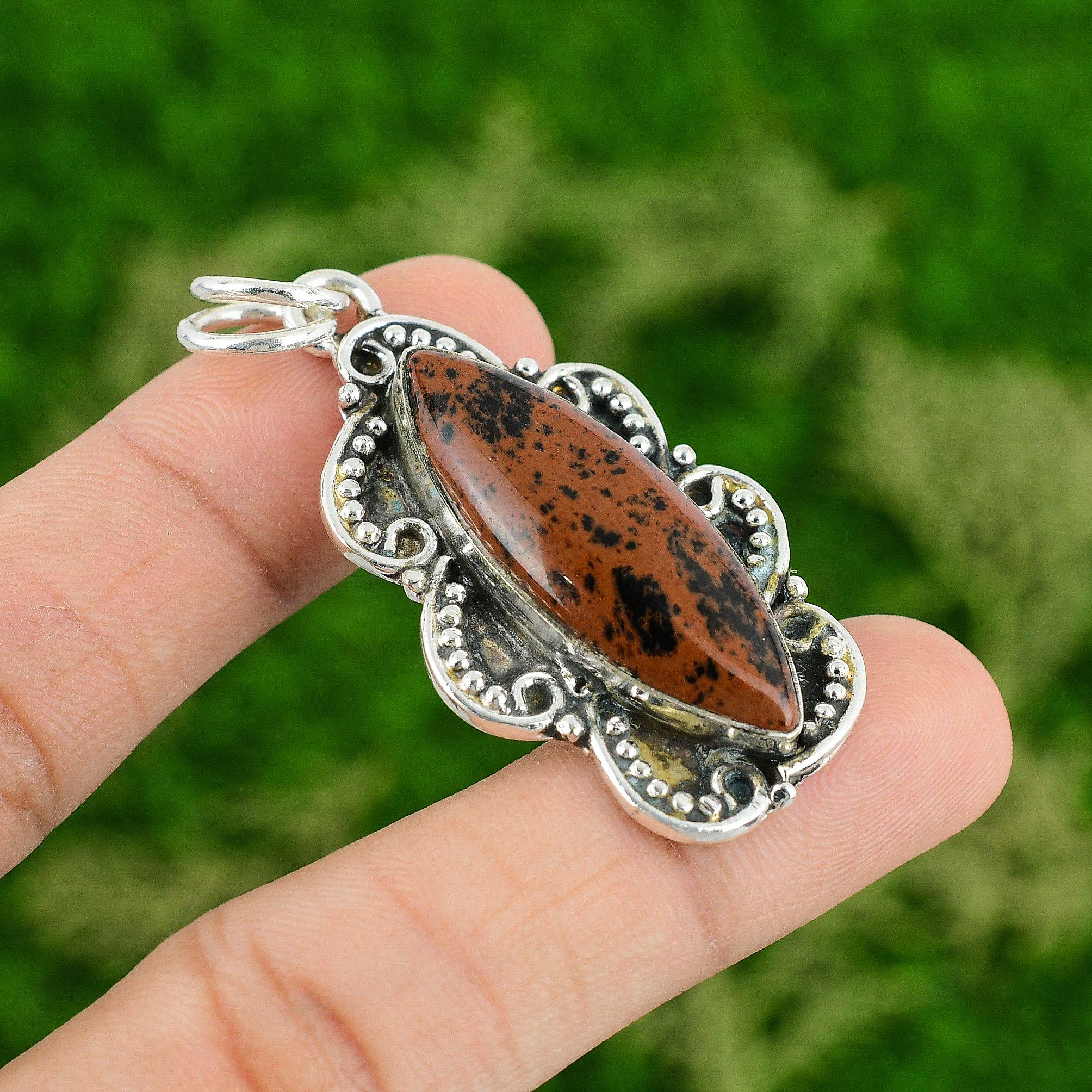 

Daughters Day Deal Sterling Silver Natural Mahogany Obsidian New Pendant Jewelry