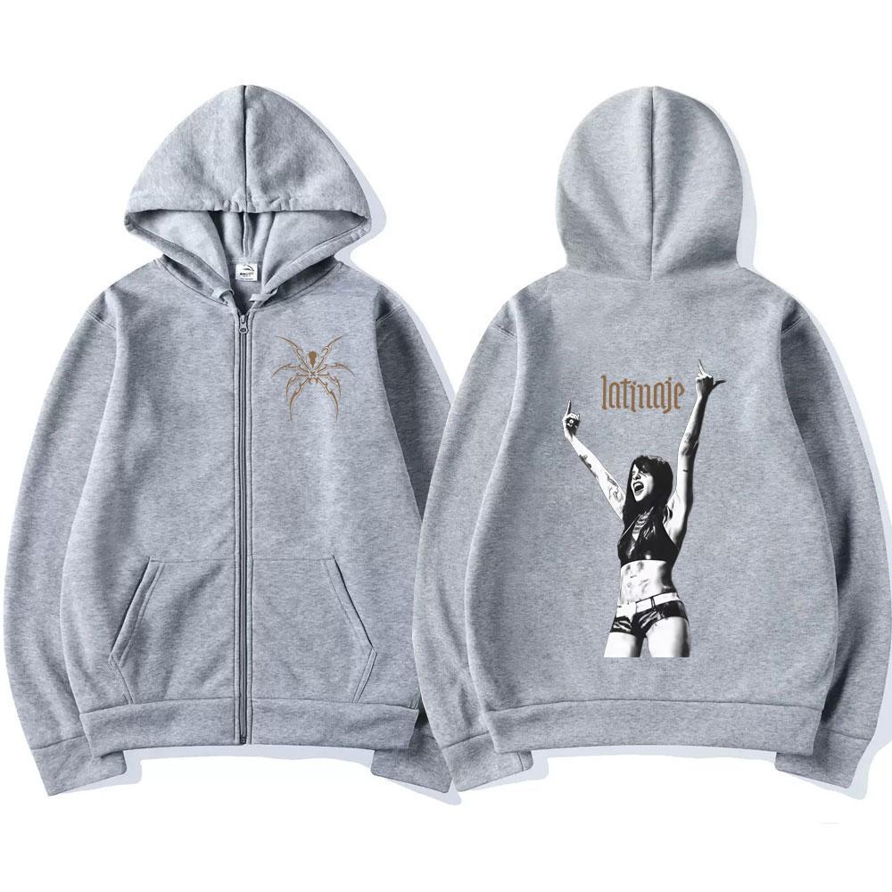 Sängerin Cazzu Album Cover Reißverschluss Kapuzenpullover Herren Damen Mode Übergroße Kleidung Trend Stil Sweatshirts Langarm Jacken