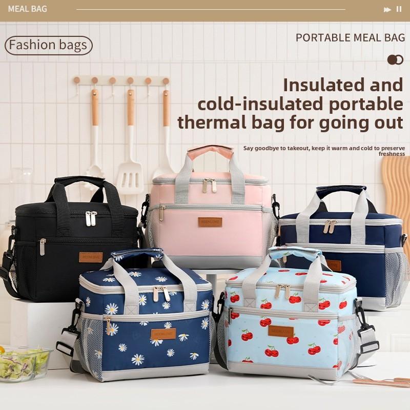 Print Cherry Daisy Insulated Handheld Bag With Leakproof Features Waterproof