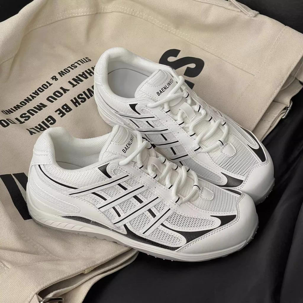 Mesh Breathable Leather Forrest Gump Shoes Women's Small Inner Height Increase Women's Shoes 2025 Summer New Sports and Leisure Board Shoes