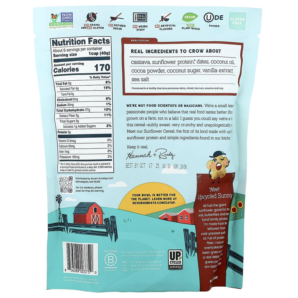 Seven Sundays, Sunflower Cereal, Real Cocoa, 8 Oz (227 G)