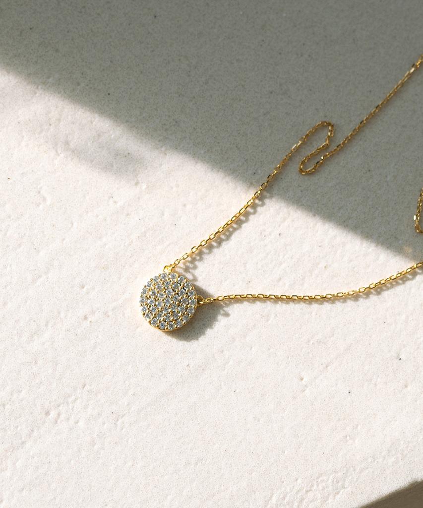 Alleun Silver 925 Round Pendant Cubic Mini Chain Necklace