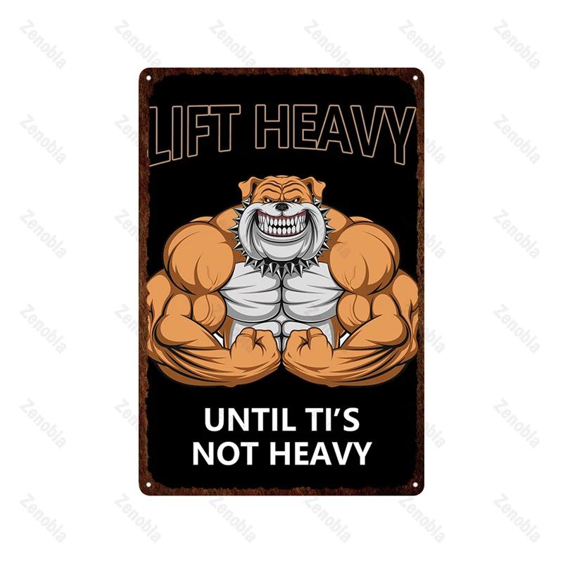 Trening Mięśni Fitness Metalowy Znak Podnoszenie Ciężarów Boks Sport Metalowa Tablica Tabliczki Sztuka Podnoś Ciężkie Blaszane Plakaty Siłownia Bar Wystrój Domu