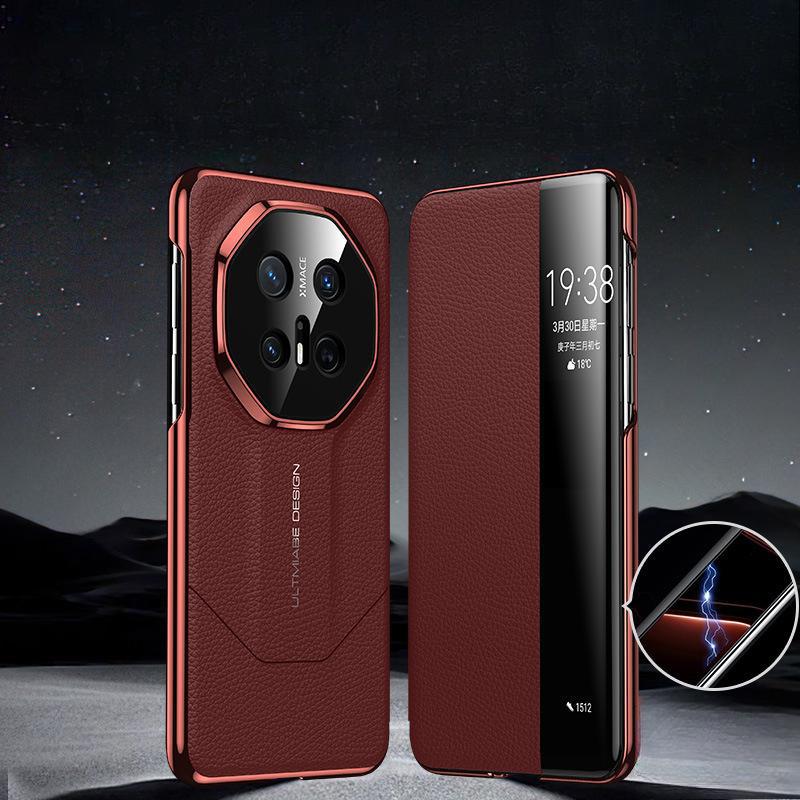 

Подходит для чехла для мобильного телефона Huawei Mate70pro Гальваническое покрытие Huawei Smart Window Мгновенно становится необыкновенным Мастер P70 Кожаный чехол Huawei Mate 70