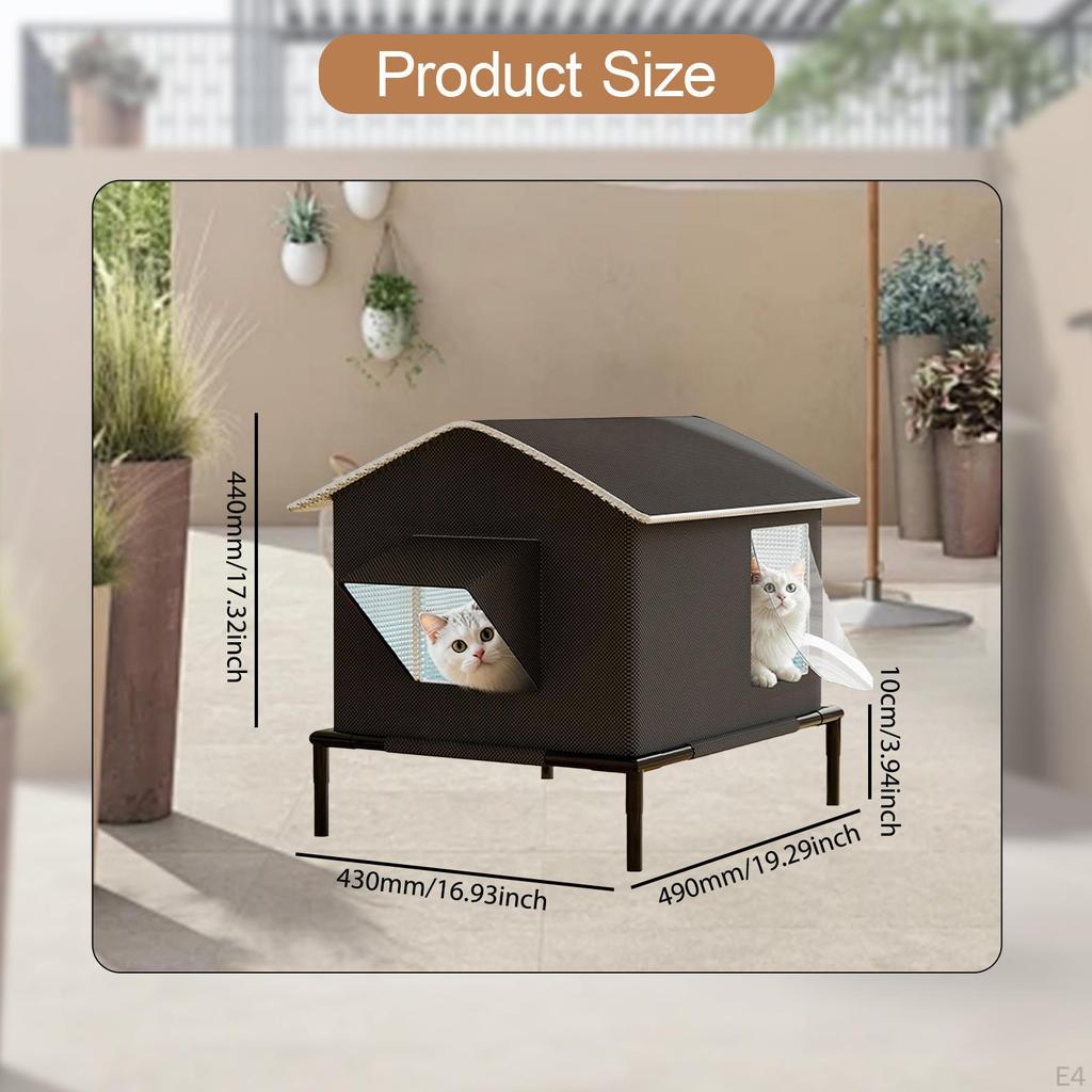 Enclosed Pet Tent House with Elevated Base Kennel for Winter