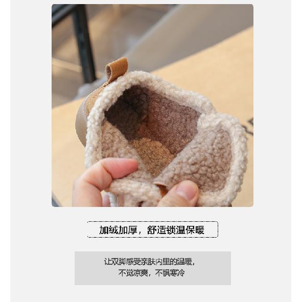 Mokassins mit dicker Sohle im amerikanischen Stil für Kinder, Winter-Fleece-gefütterte neue warme Pelzschuhe für Mädchen für draußen, Schnee-Baumwollschuhe
