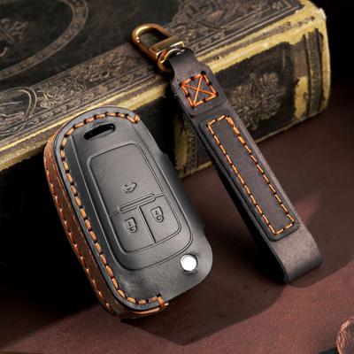 Leather Car Key Cover Keychain Holder Case Protector for Chevrolet Cruze Epica Lova Camaro Impala Fit Opel Buick Accessories
