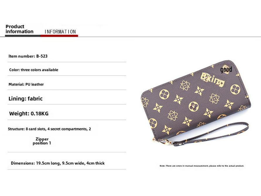 Pochetă lungă cu fermoar dublu pentru femei - Portofel la modă de capacitate mare cu buzunar pentru telefon