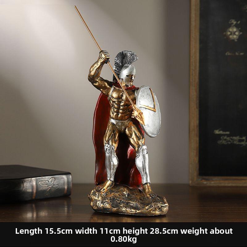 Vintage Gold Armor Spartan Warrior Sculpture Craft Bookcase Wine Cabinet Decoration Abstract Resin Warrior Statue Art Decoration