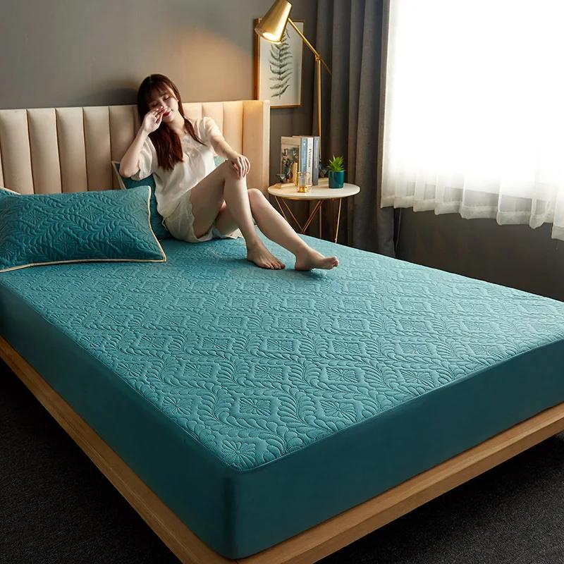 

Thickened Washed Cotton Waterproof Quilted Mattress Cover Protective Sleeve 150x200cm