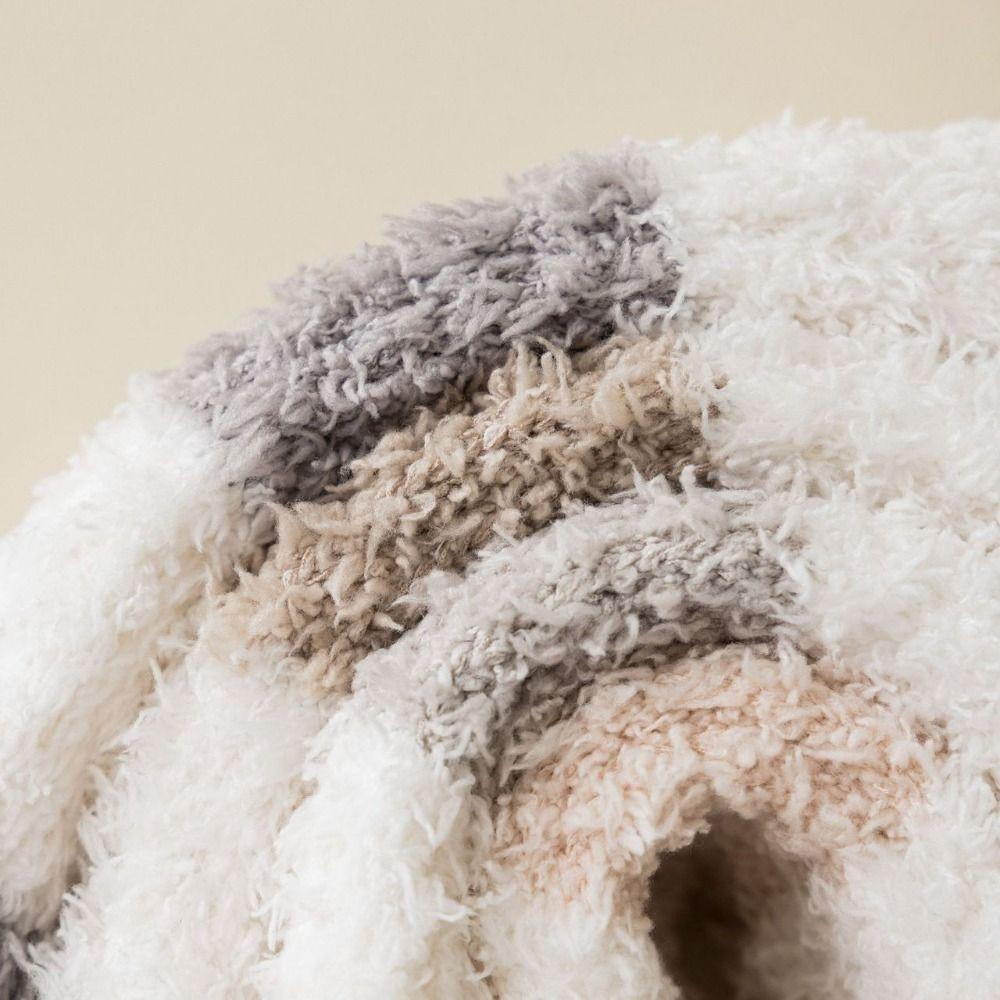 Stripe Short Tube Sock Cover Thicken Warm Winter Foot warmer Creative Coral Fleece Stockings Girl