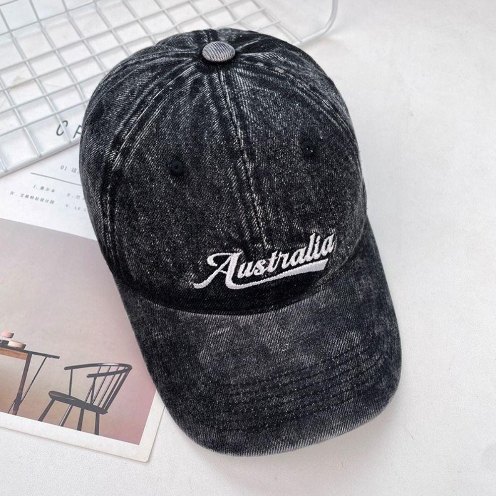 Wide Brim Denim Baseball Cap Korean Style Casual Duckbill Hat Letter Embroidery Peaked Cap  Outdoor