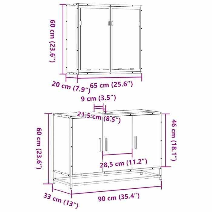 VidaXL Ensemble de meubles de salle de bain 2 pcs Chêne marron 3300894