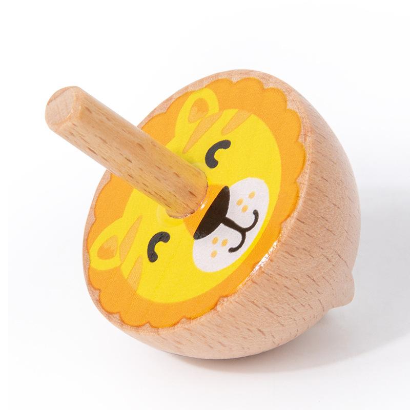 Large Fruit Animal Wooden Finger Turning Small Gyro Children'S Traditional Nostalgic Wooden Early Education Educational Toys