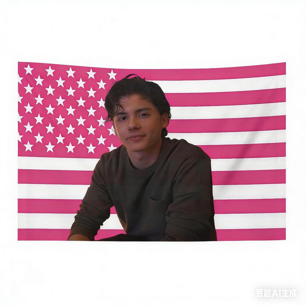 JJacob EElordi Fan Art Pink USA Flag Tapestry Multiple Character Portrait Print Perfect Gift For Fans Ideal For Dorm Bedroom