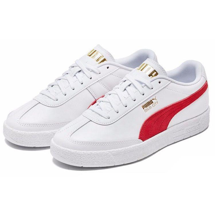 Puma Oslo-City Two-Layer Cowhide Synthetic Leather Sports Low-Top Sneakers Unisex Sneakers White Red 374976-05