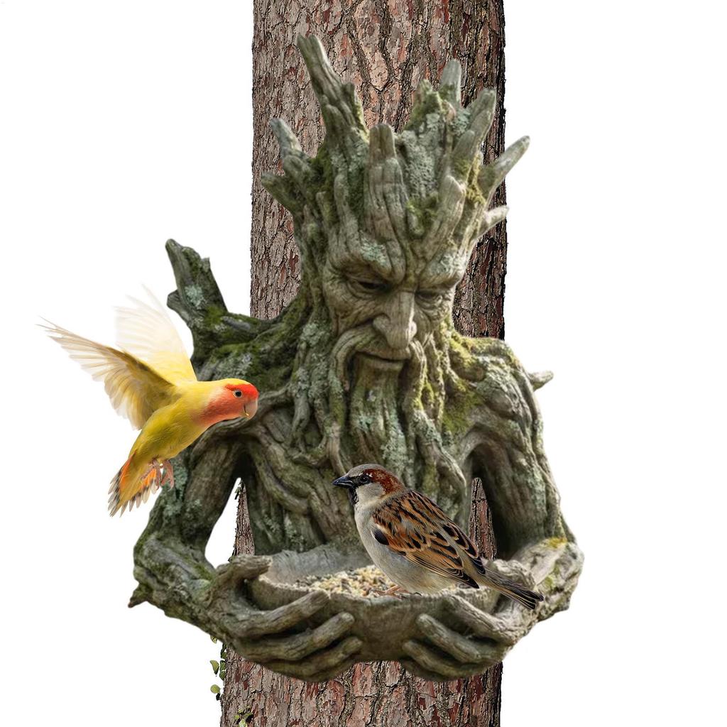 Bird Feeder for Outside Resin Abstract Ornament Outdoor Bird Feeder Food Station for Robins Sparrows Budgies Backyard Balcony