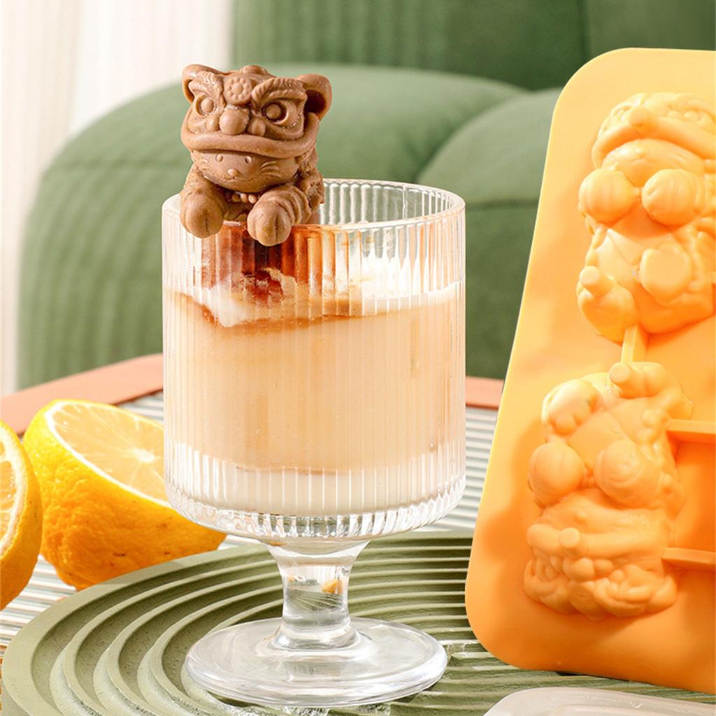 Food Grade Silicone Ice Tray Hanging Cup Lion Shape Ice Mold Reusable Ice Maker for Soup Freezers Wine Juice Enduring