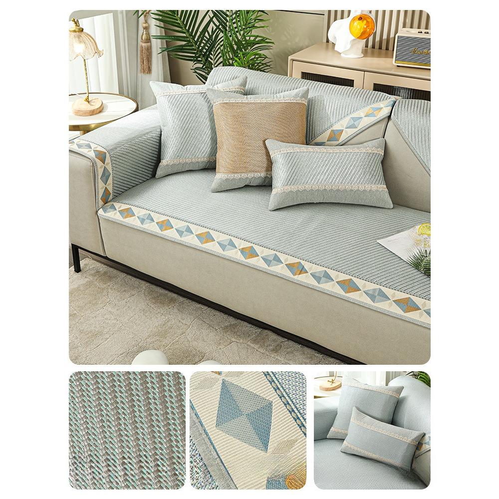 Summer Sleeping Mat Sofa Cushion Cooling Mat for Summer Popular Solid Wood Leather Sofa Cover Slipcover Full Covered Cushion