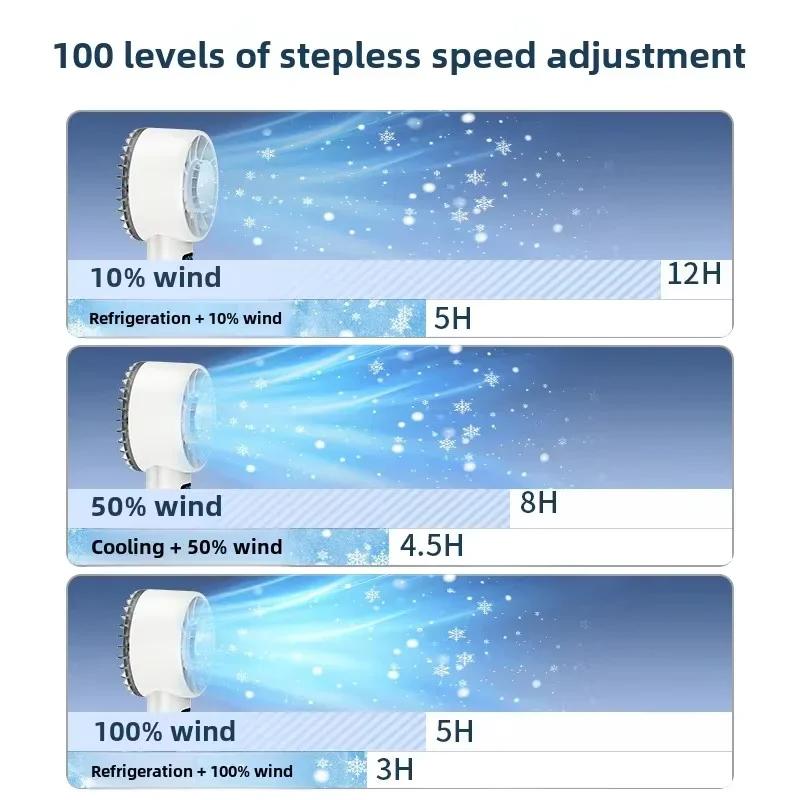 Portable Pocket Fan Semiconductor Refrigeration Mini Ice Compress Mute Handheld Rechargeable 4000mAh Large Capacity