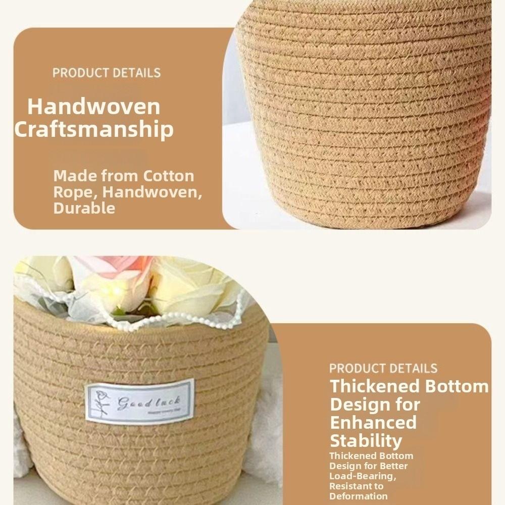 Modern Cotton Rope Woven Basket Nordic Style Woven Flowerpot Storage Basket  Garden Use