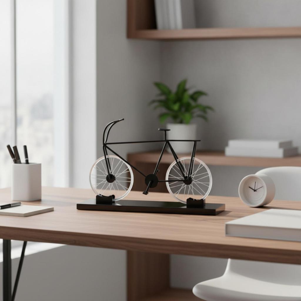 Crystal and Metal Cycle Ornament Elegant Model with Display Base