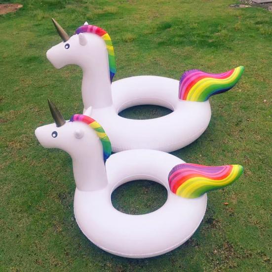 Inflatable Rainbow Water Float Ride-on Swimming Pool Lounger Beach Raft