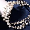 Women Vintage Wedding Pearl Beads Hair Crown Handmade Bride Headband Bridal Pearl Head Pieces For Wedding Prom Birthday Party