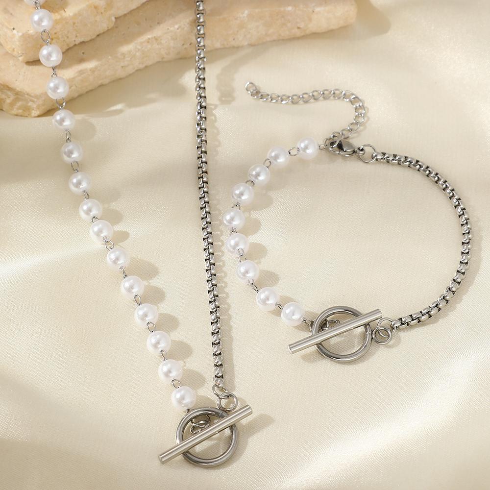 Stainless Steel Zircon Set Fashion Elegant Design Splicing Zircon Chain Light Luxury OT Pendant Zircon Set For Women Zircon