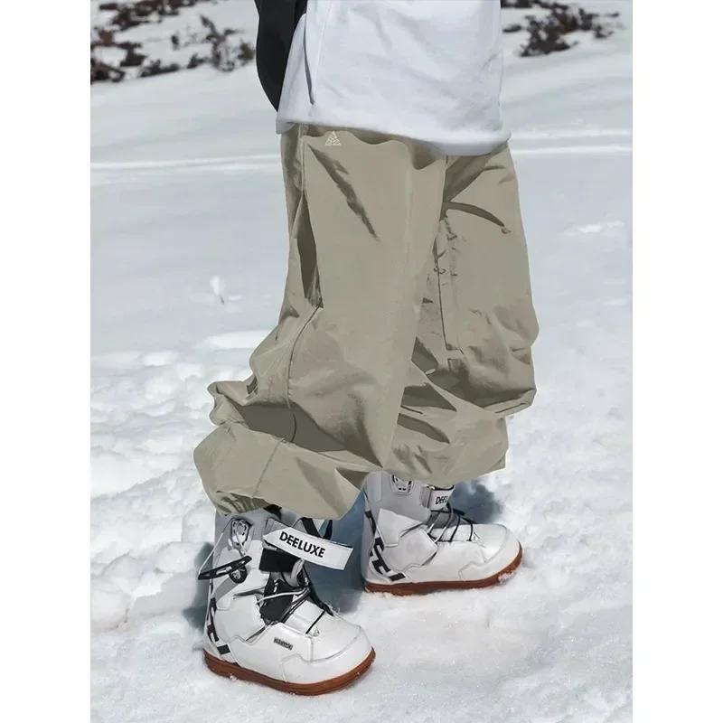 Pantaloni de schi cu placă unică la modă Pantaloni de trening casual cu talie înaltă Pantaloni largi Impermeabili Rezistenți la uzură Pantaloni de schi profesionali cu placă dublă