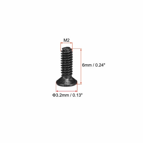 uxcell M2 X 6mm Flat Head Screws, Phillips Head Fasteners, Black, for Laptops, PCs, TVs, Fans, Audio Switches, 150pcs