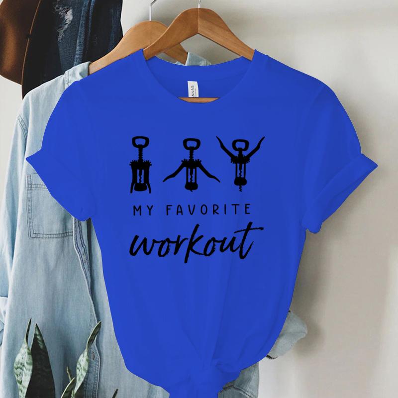 Funny Women Broadcast Gymnastics Tshirt My Favourite Workout Funny Graphic Tee Short Sleeves Casual Harajuku Fashion Tee Shirts