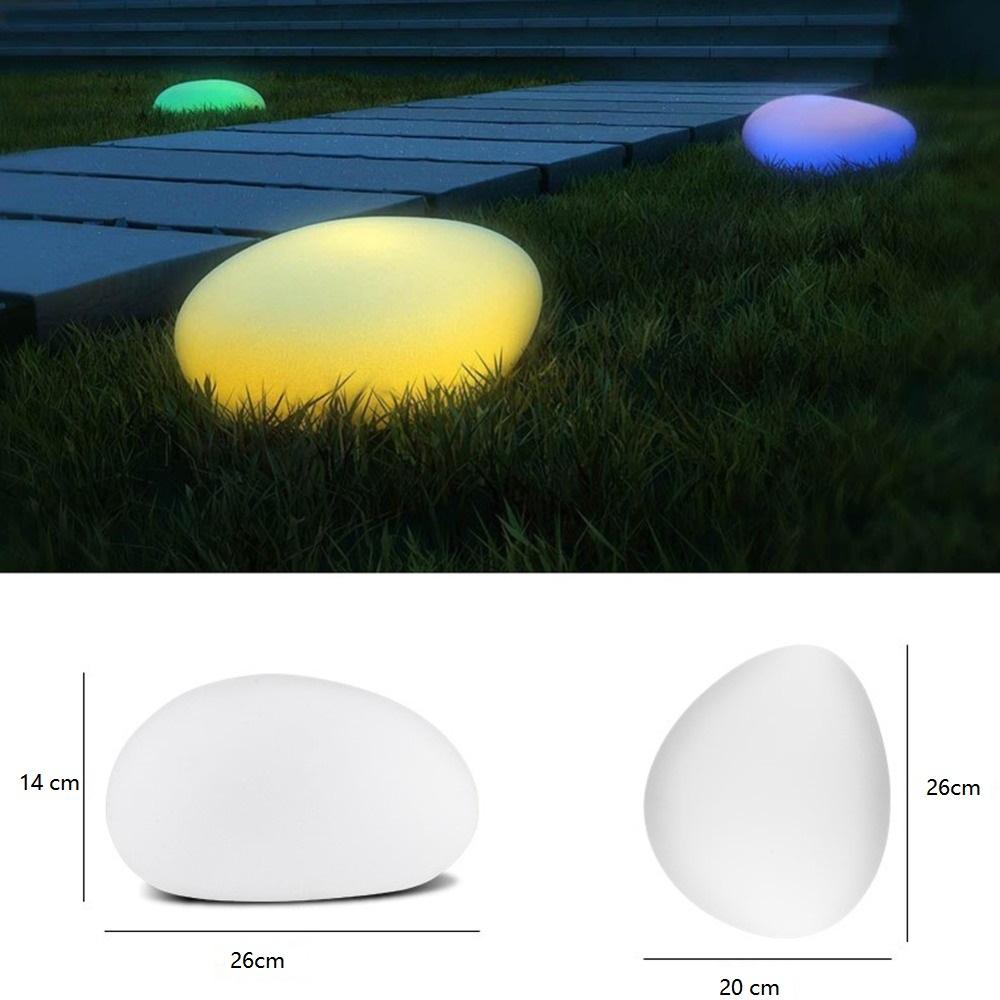 Outdoor Landscaping Stone Solar Garden Lights Rechargeable Glow Cobble Shape Lightings Waterproof Color Change w/ Remote Control