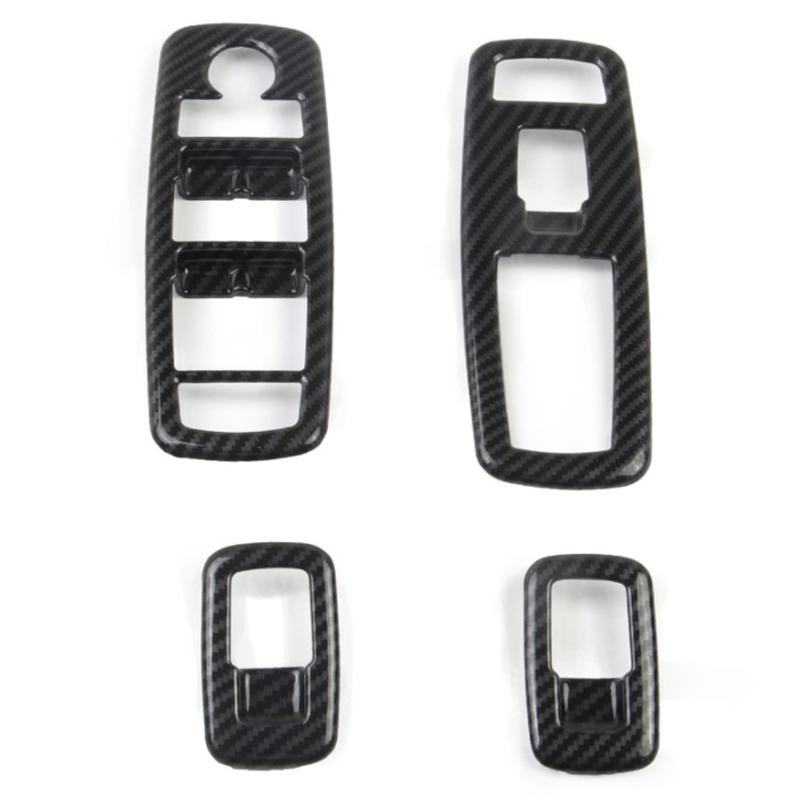 For Dodge Charger 2016-2021 Inner Window Lift Panel Trim Black Carbon Fiber ABS Decora Interior Window Switch Cover Trim 4pcs