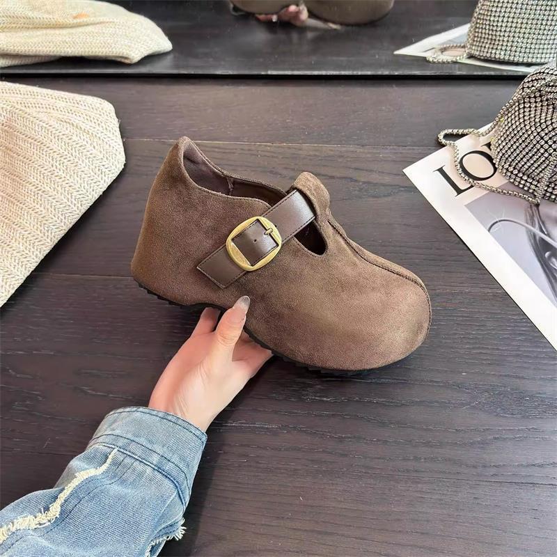 

Retro matte suede Birkenstocks are thin, new height-increasing casual shoes in spring and autumn 35