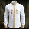 Men's Floral Long Sleeved Shirt with Gold 3D Clover Print Fashionable and Luxurious Long Sleeved Shirt