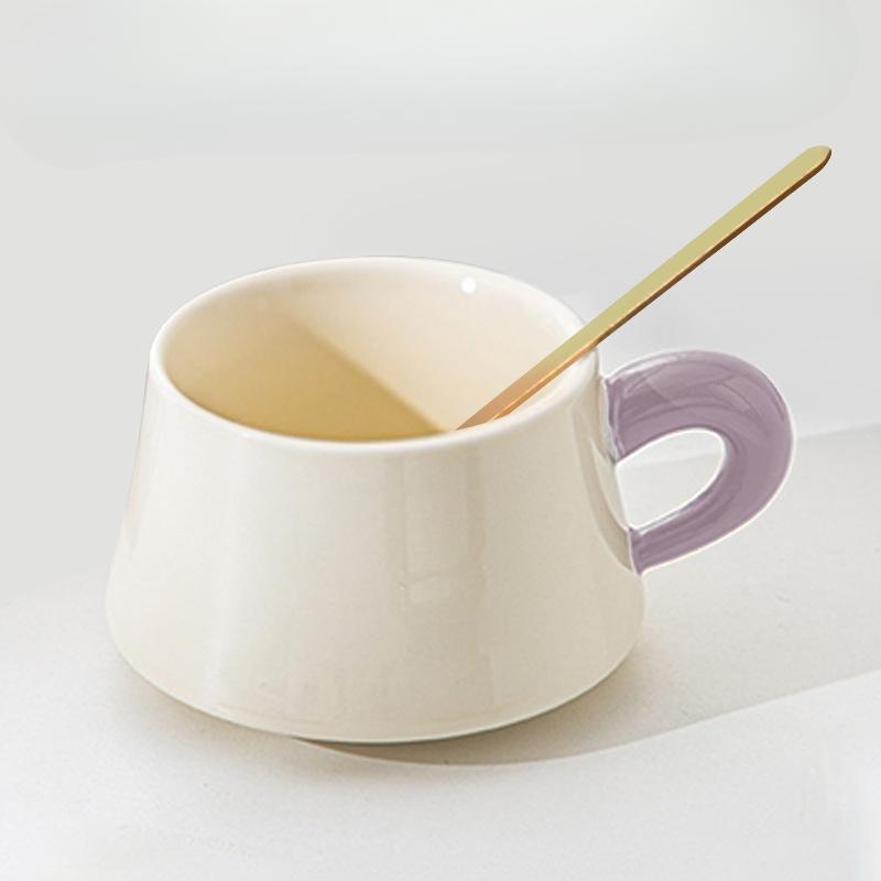 High-value Ceramic Coffee Cup Saucer Set Light Luxury Retro Coffee Cup with Spoon Design Niche Creative Latte Cup