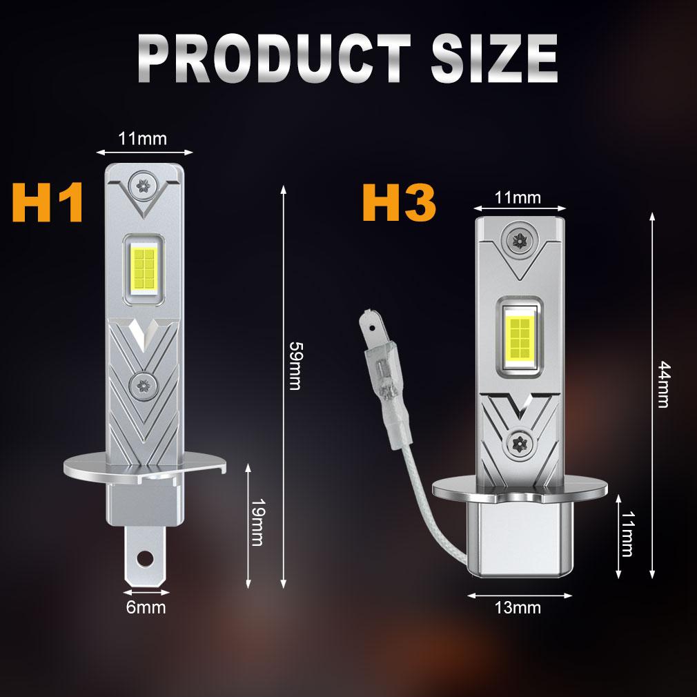 2 st 12000LM H1 H3 LED Strålkastarlampor Mini H1 LED Dimljus 30W CSP för Bilstrålkastare Fläktlös DRL Ljus Auto Dagtidskörningsljus 12V 6500K Vit
