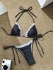 Bikini Swimsuit Women 2026 Cute Sexy with Tie Straps Small Chest Gathering Polka Dot Two-piece Triangle Swimsuit Vacation Spring